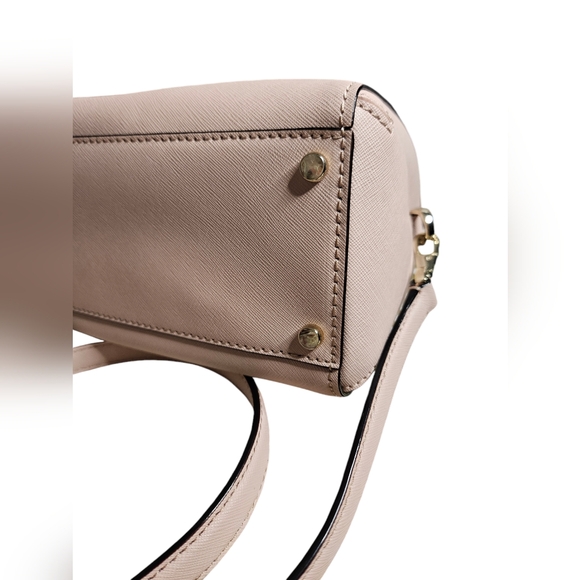 NWOT Kate Spade Blush Pink Crosshatch Leather Satchel Handbag w/ Crossbody Strap - Picture 8 of 16